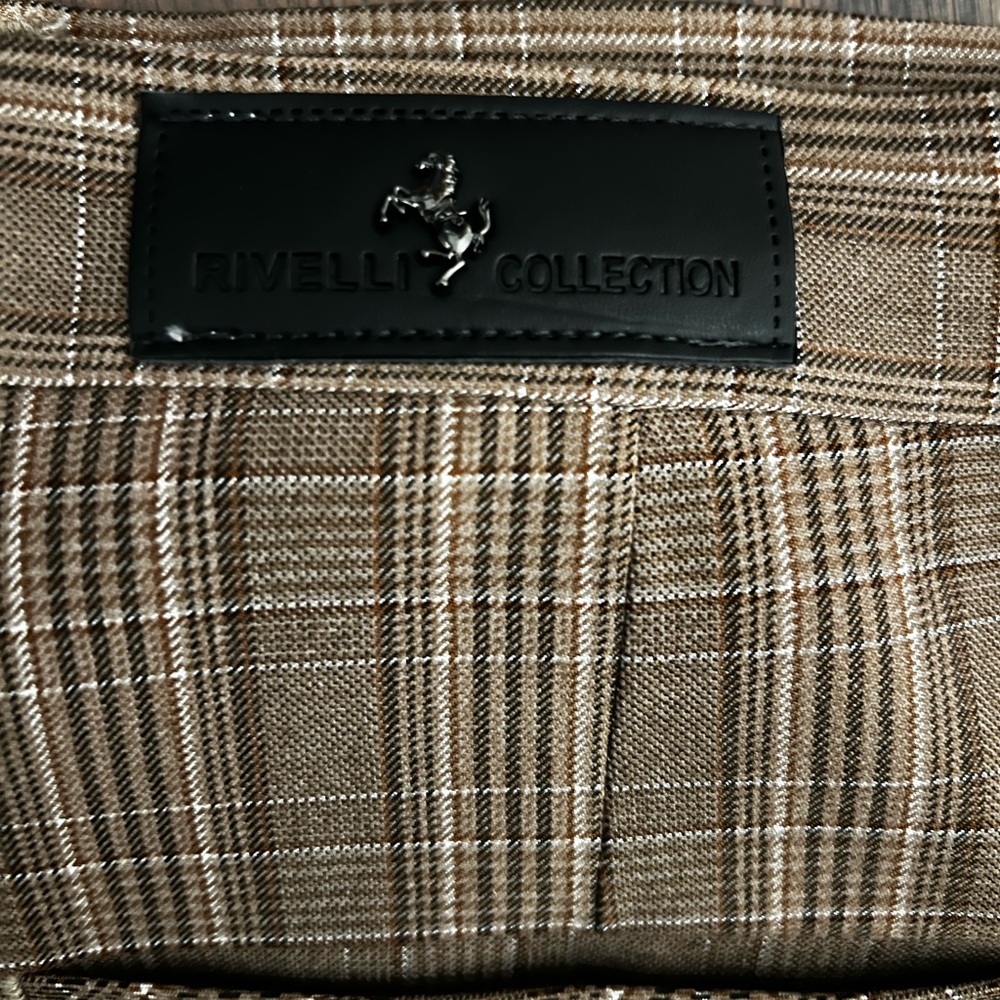 Rivelli Men's Tan Plaid Dress Pants - Picture 5 of 7